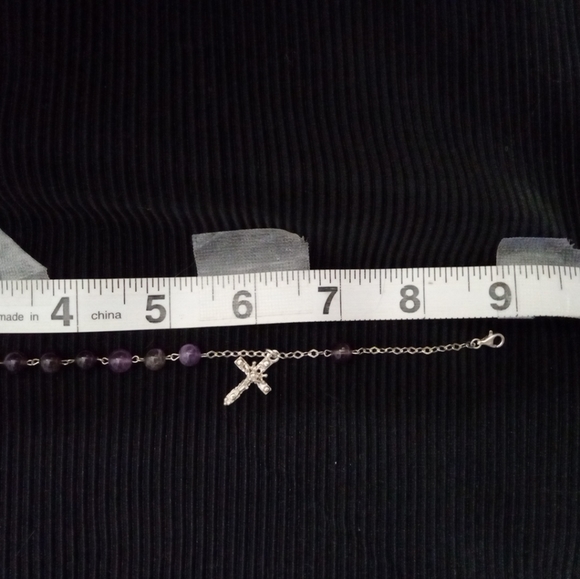 925 amethyst rosary bracelet with crucifix - Picture 12 of 13